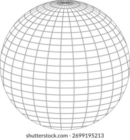 Drahtgitterkugel mit abstrakter geometrischer Form von Breiten- und Längenlinien
