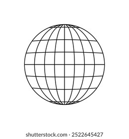 Wireframe Globe Icon for Global Projects - Customizable Line and Colors