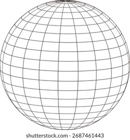 Globo del marco de alambre con las líneas de la latitud y de la longitud en un fondo blanco