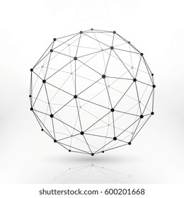 Wireframe globe sphere, connectivity, network tech connection vector concept