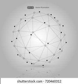 Wireframe globe sphere, connectivity, network tech connection vector concept