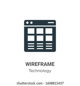 Wireframe Glyph Icon Vector On White Background. Flat Vector Wireframe Icon Symbol Sign From Modern Technology Collection For Mobile Concept And Web Apps Design.