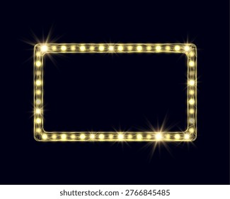 Wireframe gold light billboard, low poly style. Abstract modern vector illustration on dark background.