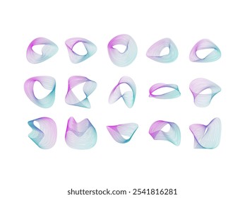  Conjunto de Elementos de Linha de Gradiente de Wireframe  