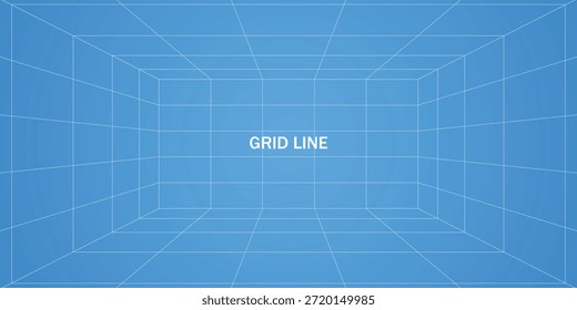 Wireframe grid room space, Interior for design and decoration - Vector illustration