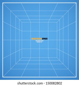 Wireframe grid space (room 4X4 unit), Interior for design and decoration - Vector illustration