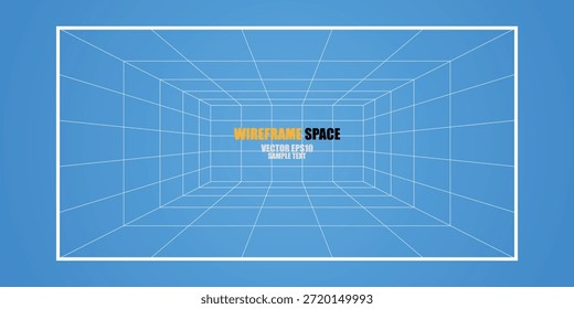 Wireframe grid space (room 6X8 unit), Interior for design and decoration - Vector illustration