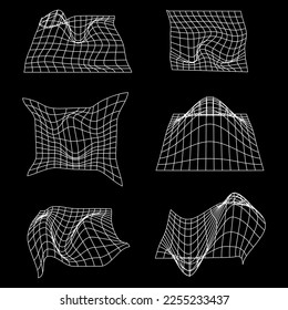 Wireframe Grid Vector Illustration .  Retro futuristic grid