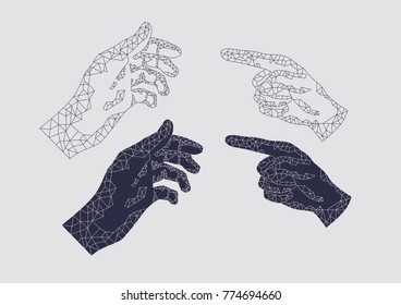 Wireframe Hand Gestures Positive Negative Options Stock Vector (Royalty ...