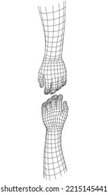 Wireframe-Hände in vertikaler Ausrichtung