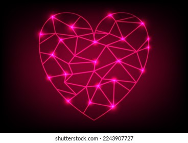 Wireframe heart concept. Valentine's Day background. surface textures. vector illustration.