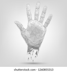 Wireframe human palm, give five, robot hand, technology
