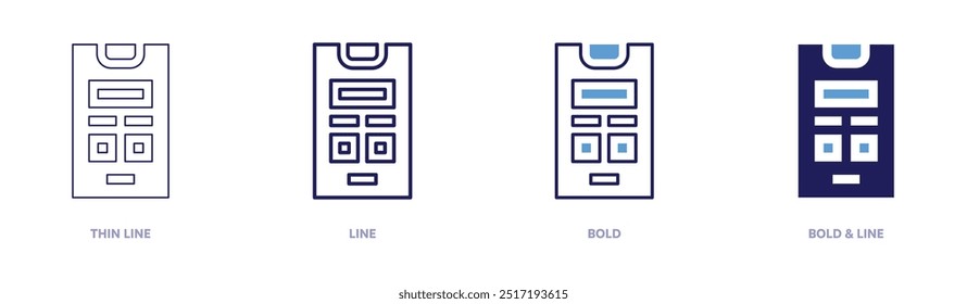 Wireframe icon in 4 different styles. Thin Line, Line, Bold, and Bold Line. Duotone style. Editable stroke.