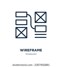 wireframe icon from technology collection. Thin linear wireframe, business, development outline icon isolated on white background. Line vector wireframe sign, symbol for web and mobile