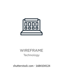 Wireframe icon. Thin linear wireframe outline icon isolated on white background from technology collection. Line vector sign, symbol for web and mobile