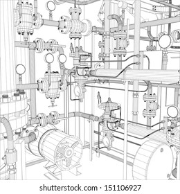 Wire-frame industrial equipment. EPS 10 vector format