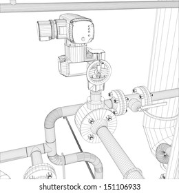 Wire-frame industrial equipment. EPS 10 vector format