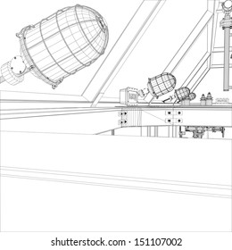 Wire-frame industrial equipment. EPS 10 vector format