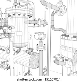 Wire-frame industrial equipment. EPS 10 vector format
