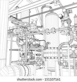 Wire-frame industrial equipment. EPS 10 vector format