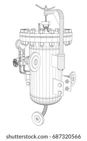 Wire-frame industrial equipment. EPS 10 vector format. Vector rendering of 3d