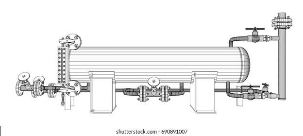 Wire-frame industrial equipment. EPS 10 vector format. Vector rendering of 3d