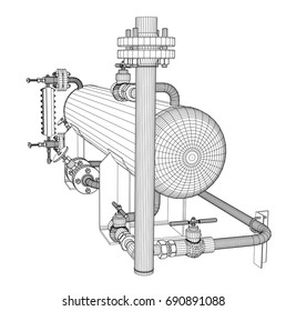 Wire-frame industrial equipment. EPS 10 vector format. Vector rendering of 3d