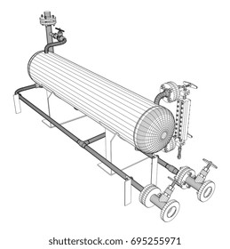 Wire-frame industrial equipment. EPS 10 vector format. Vector rendering of 3d