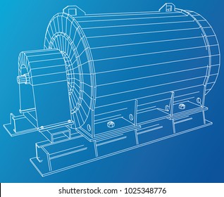 Wire-frame industrial equipment oil and gas pump. Tracing illustration of 3d. EPS 10 vector format