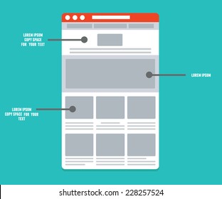 Wireframe - information structure and description of the user's interaction with the interface - vector illustration 