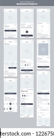 Wireframe Kit For Mobile Phone. Mobile App UI, UX Design. New Ecommerce: Store, Products, Category, Details, New, Price And Add To Cart Screens.