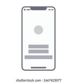 Wireframe kit on smartphone screen. Social media app symbol modern, simple, vector, icon for website design, mobile app, ui. Vector Illustration