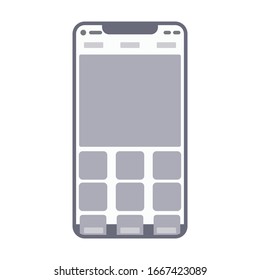 Wireframe kit on smartphone screen. Social media app symbol modern, simple, vector, icon for website design, mobile app, ui. Vector Illustration
