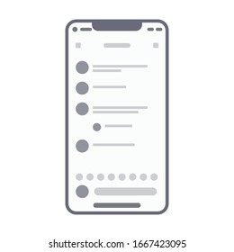 Kit de modelo de alambre en la pantalla del teléfono inteligente. Símbolo de aplicación de medios sociales moderno, simple, vector, icono para el diseño de sitios web, aplicación móvil, ui. Ilustración vectorial