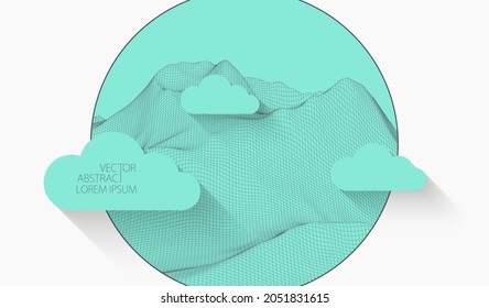 Wireframe landscape art background. Vector illustration.