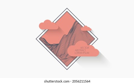 Wireframe landscape art background. Vector illustration.