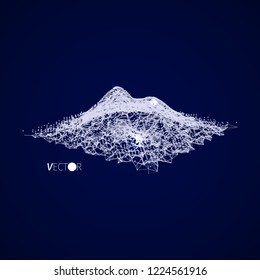 Wireframe landscape background. Abstract vector.3d technology illustration.