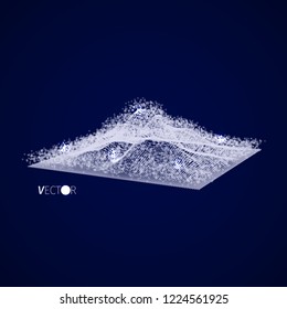 Wireframe landscape background. Abstract vector.3d technology illustration.