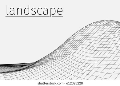 Wireframe landscape background. Abstract vector.3d technology illustration.