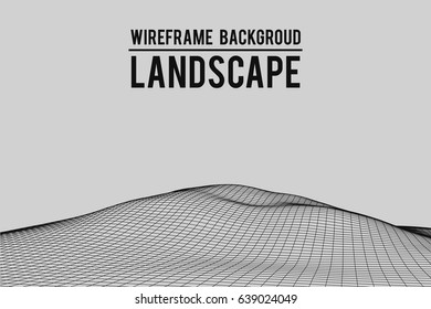 Wireframe landscape background. Abstract vector.3d technology illustration.