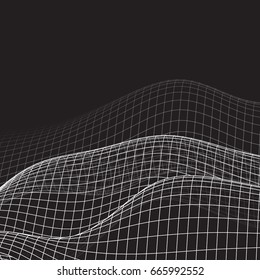 Wireframe Landscape Background. Abstract Vector.3d Technology Illustration.Dissolving