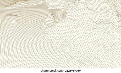 Wireframe-Hintergrund. Detaillierte Zeilen auf weißem Hintergrund. Vektorgrafik.