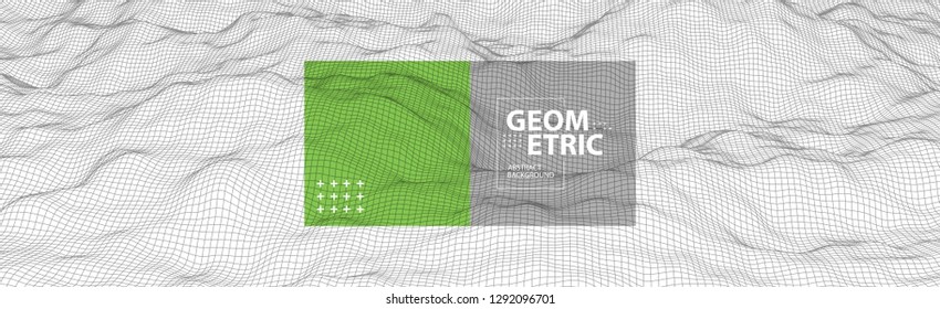Wireframe landscape background. Futuristic vector illustration. 
