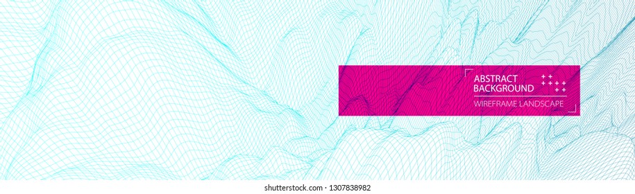 Wireframe landscape background. Futuristic vector illustration. 
