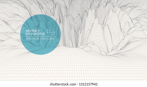 Wireframe landscape background. Futuristic vector illustration. 