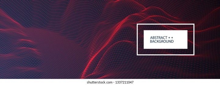 Wireframe landscape background. Futuristic vector illustration. 