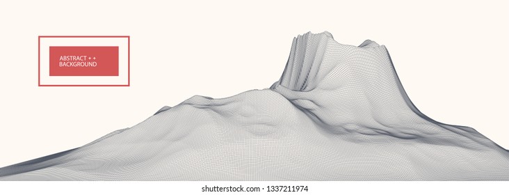 Wireframe landscape background. Futuristic vector illustration. 