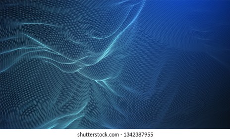 Wireframe landscape background. Futuristic vector illustration. 