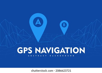 Wireframe landscape light background. 3d map navigation pointers vector 3d illustration. Business concept 3d vector technology background.