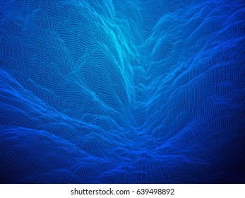 Wireframe landscape vector background. Cyberspace grid technology illustration